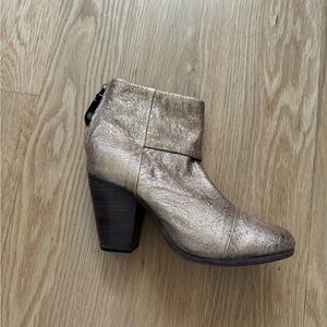 Rag & Bone Gold Leather Heeled Ankle Boots - Retail $475